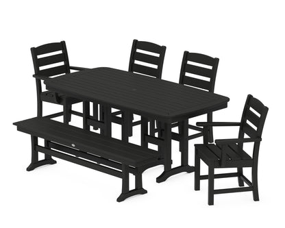 POLYWOOD® Lakeside 6-Piece Dining Set with Bench in Black