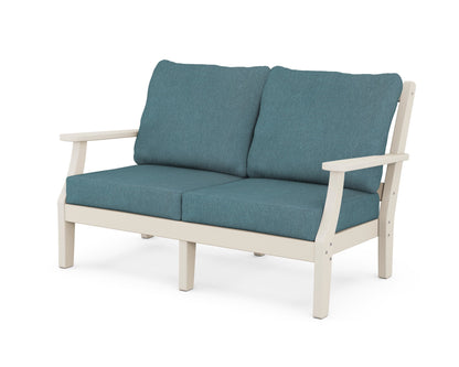 Martha Stewart by POLYWOOD® Chinoiserie Deep Seating Loveseat in Sand / Ocean Teal