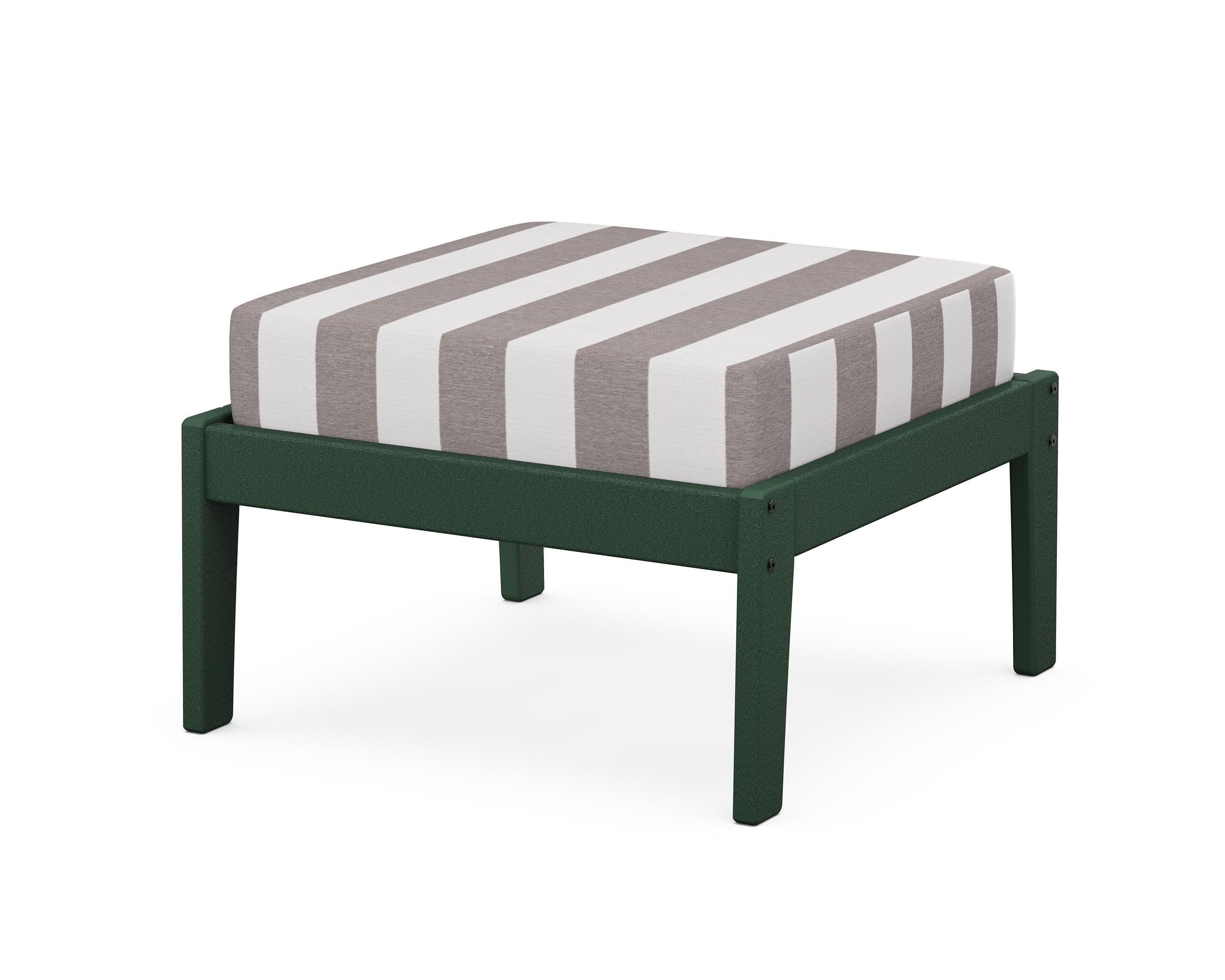 Unbranded Deep Seating Ottoman in Green / Cabana Stripe Grey Mist
