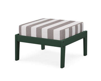 Unbranded Deep Seating Ottoman in Green / Cabana Stripe Grey Mist