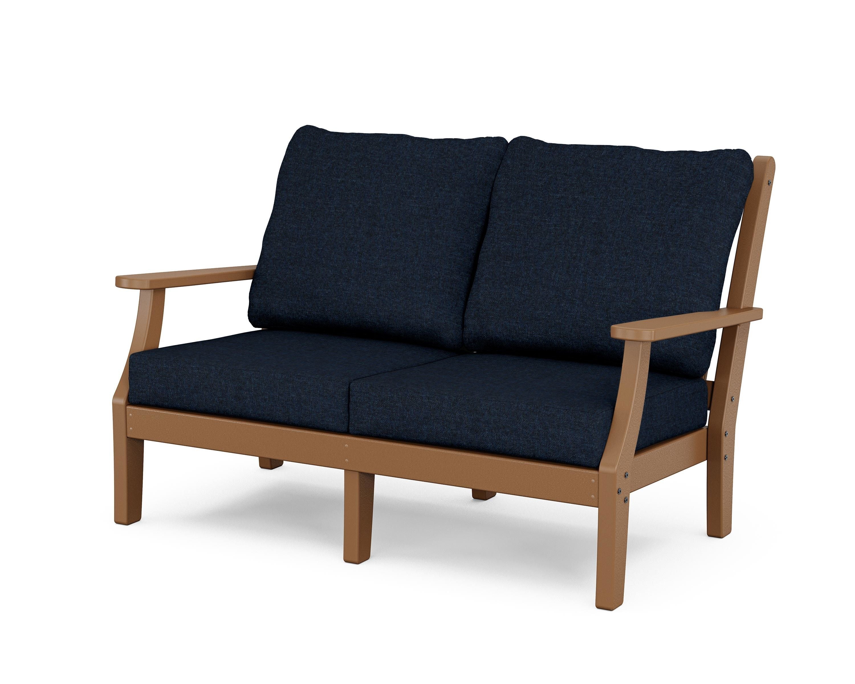 Country Living Wovendale Deep Seating Loveseat in Teak / Marine Indigo