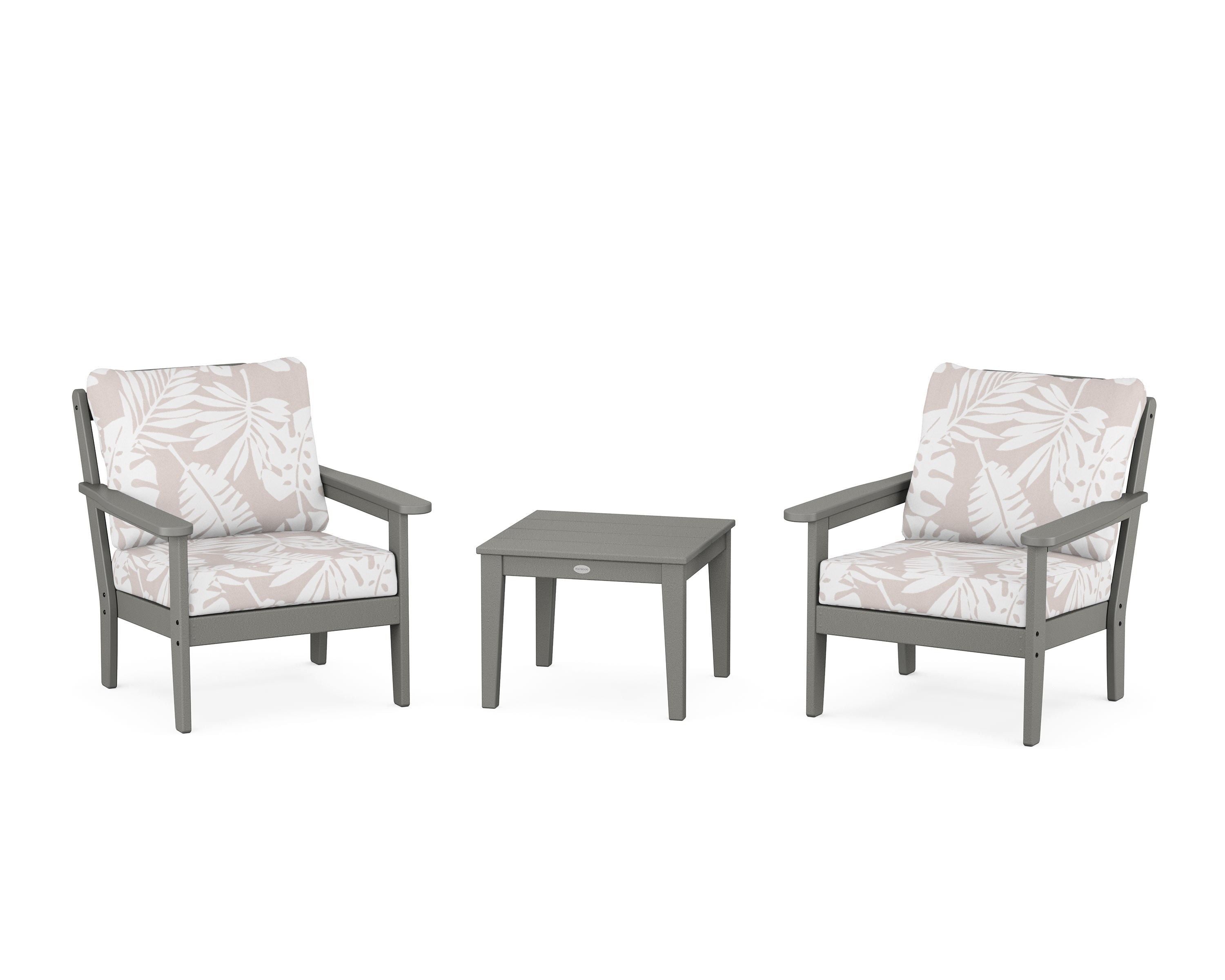 Country Living Cottage 3-Piece Deep Seating Set in Slate Grey / Leaf Dune Burlap