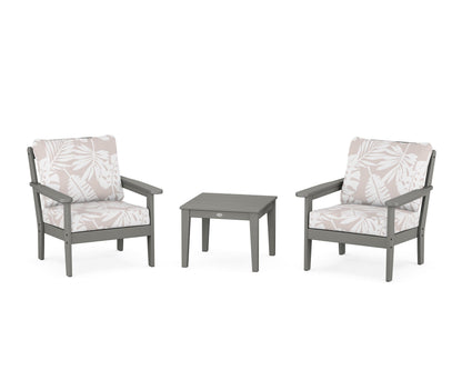 Country Living Cottage 3-Piece Deep Seating Set in Slate Grey / Leaf Dune Burlap