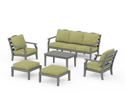 Draper James™ by  POLYWOOD® Savannah 6-Piece Lounge Sofa Set in Slate Grey / Chartreuse Boucle