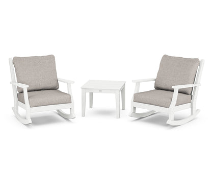Country Living Wovendale 3-Piece Deep Seating Rocker Set in White / Weathered Tweed