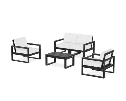 POLYWOOD® EDGE Sectional 4-Piece Deep Seating Set with Loveseat in Black / Natural