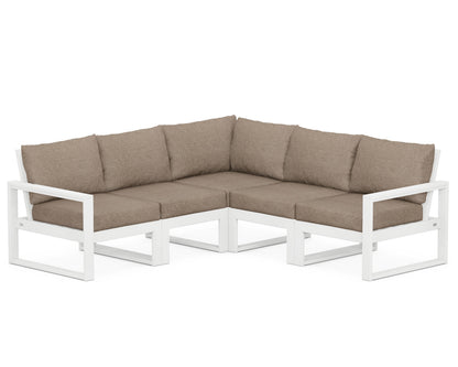 POLYWOOD® EDGE 5-Piece Modular Deep Seating Set in White / Spiced Burlap