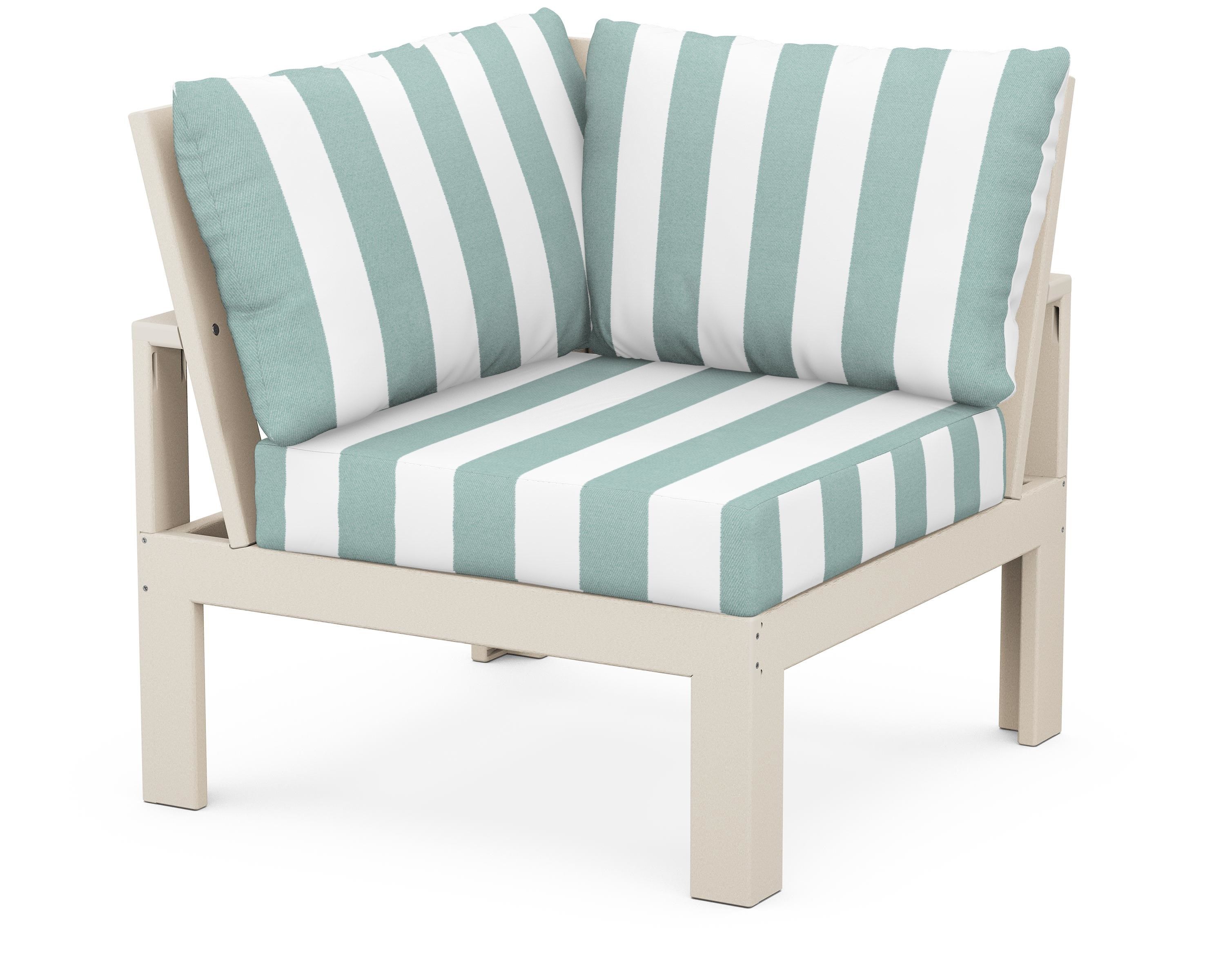 Unbranded Modular Corner Chair in Sand / Cabana Stripe Glacier Spa