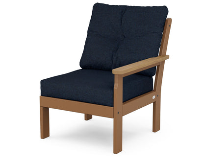 POLYWOOD® Vineyard Modular Right Arm Chair in Teak / Natural / Marine Indigo