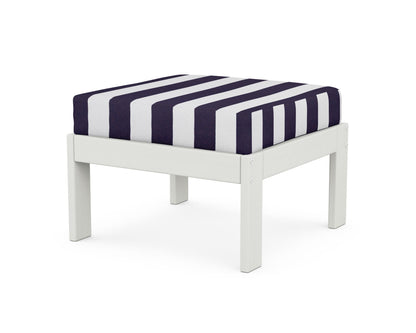 POLYWOOD® Vineyard Modular Ottoman in Vintage White / Cabana Stripe Navy