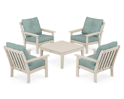 POLYWOOD® Vineyard 5-Piece Deep Seating Conversation Set in Sand / Glacier Spa