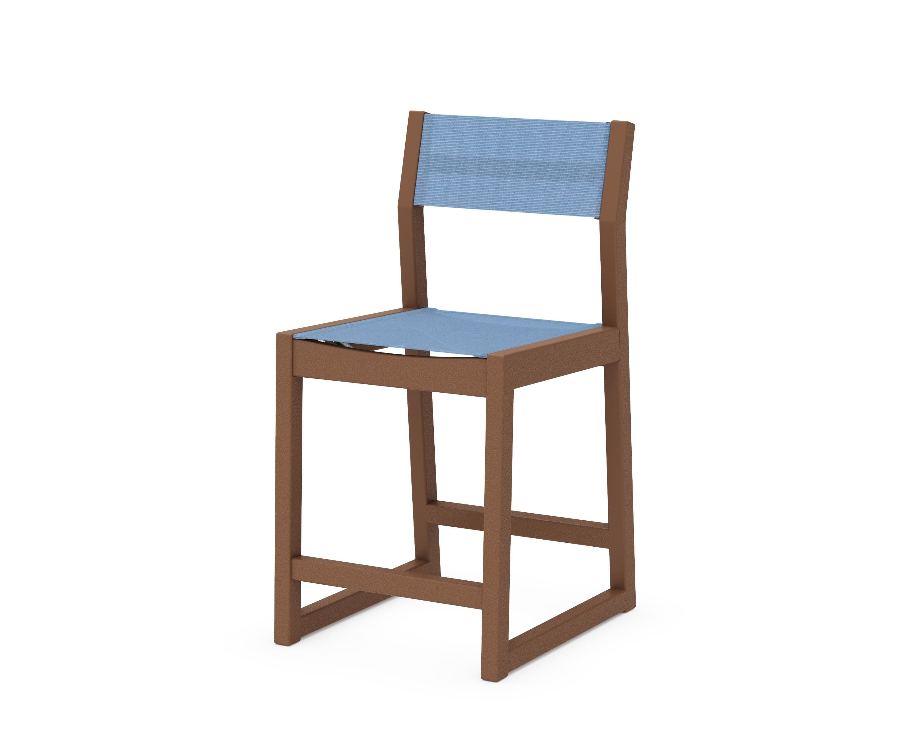 POLYWOOD® EDGE Sling Counter Side Chair in Teak / Poolside Sling