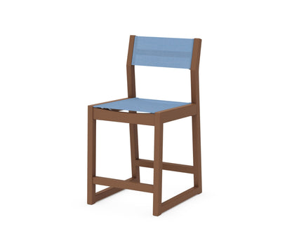 POLYWOOD® EDGE Sling Counter Side Chair in Teak / Poolside Sling