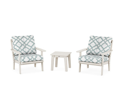 POLYWOOD® Prairie 3-Piece Deep Seating Set in Sand / Trellis Glacier Spa