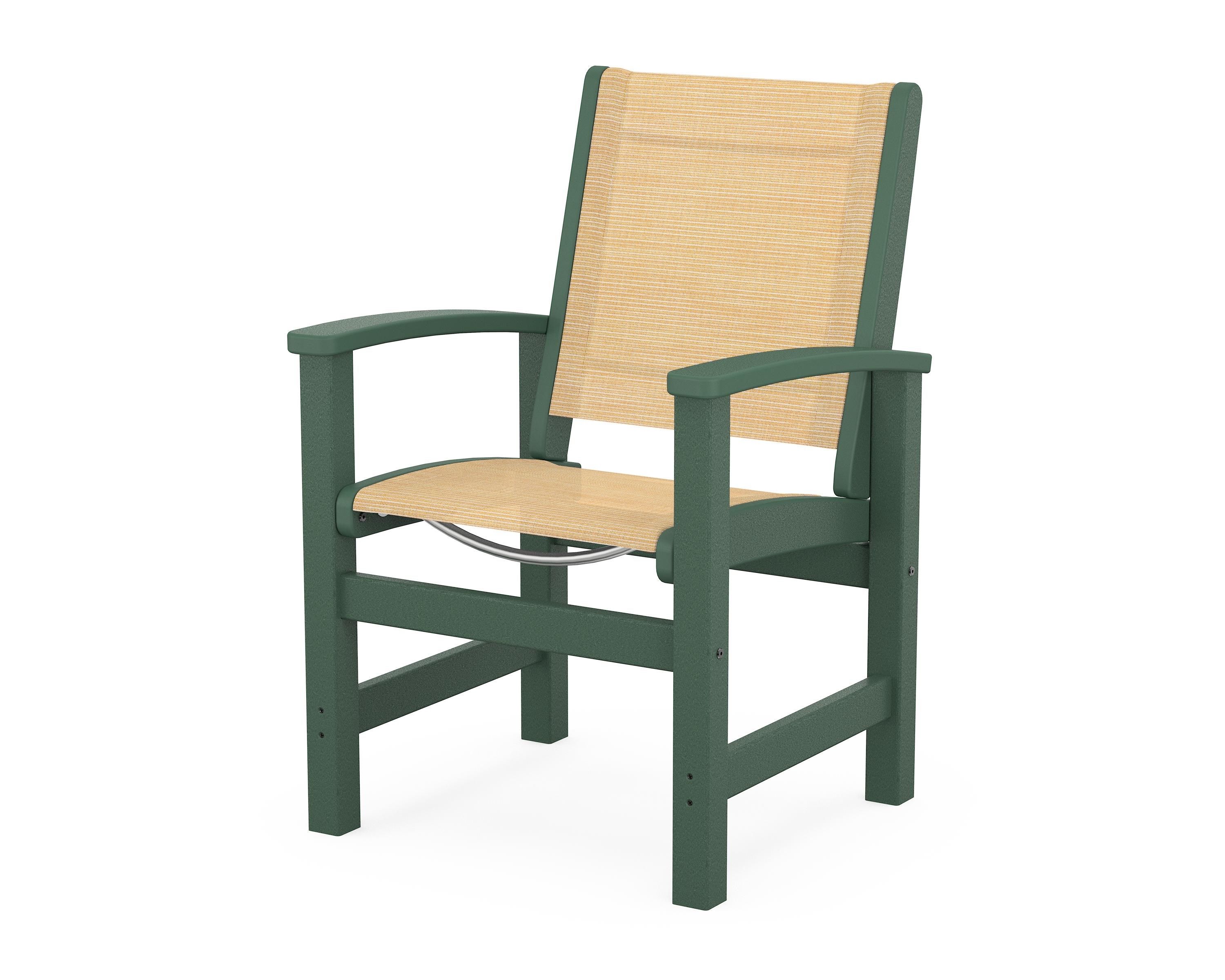 POLYWOOD® Coastal Dining Chair in Green / Dupioni Apricot Sling