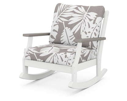 POLYWOOD® Braxton Deep Seating Rocking Chair in White / Driftwood / Leaf Grey Mist