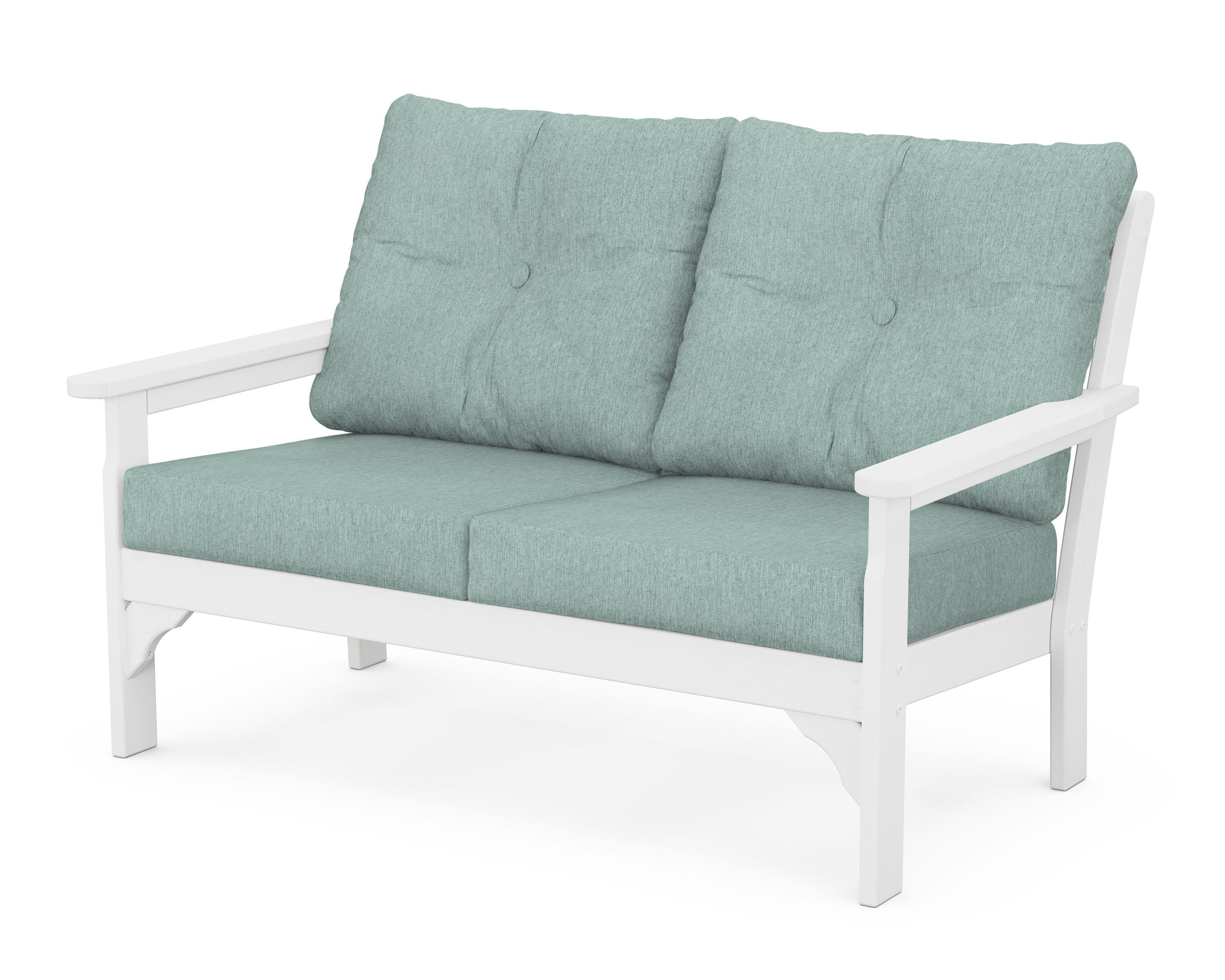 POLYWOOD® Vineyard Deep Seating Loveseat in White / Glacier Spa