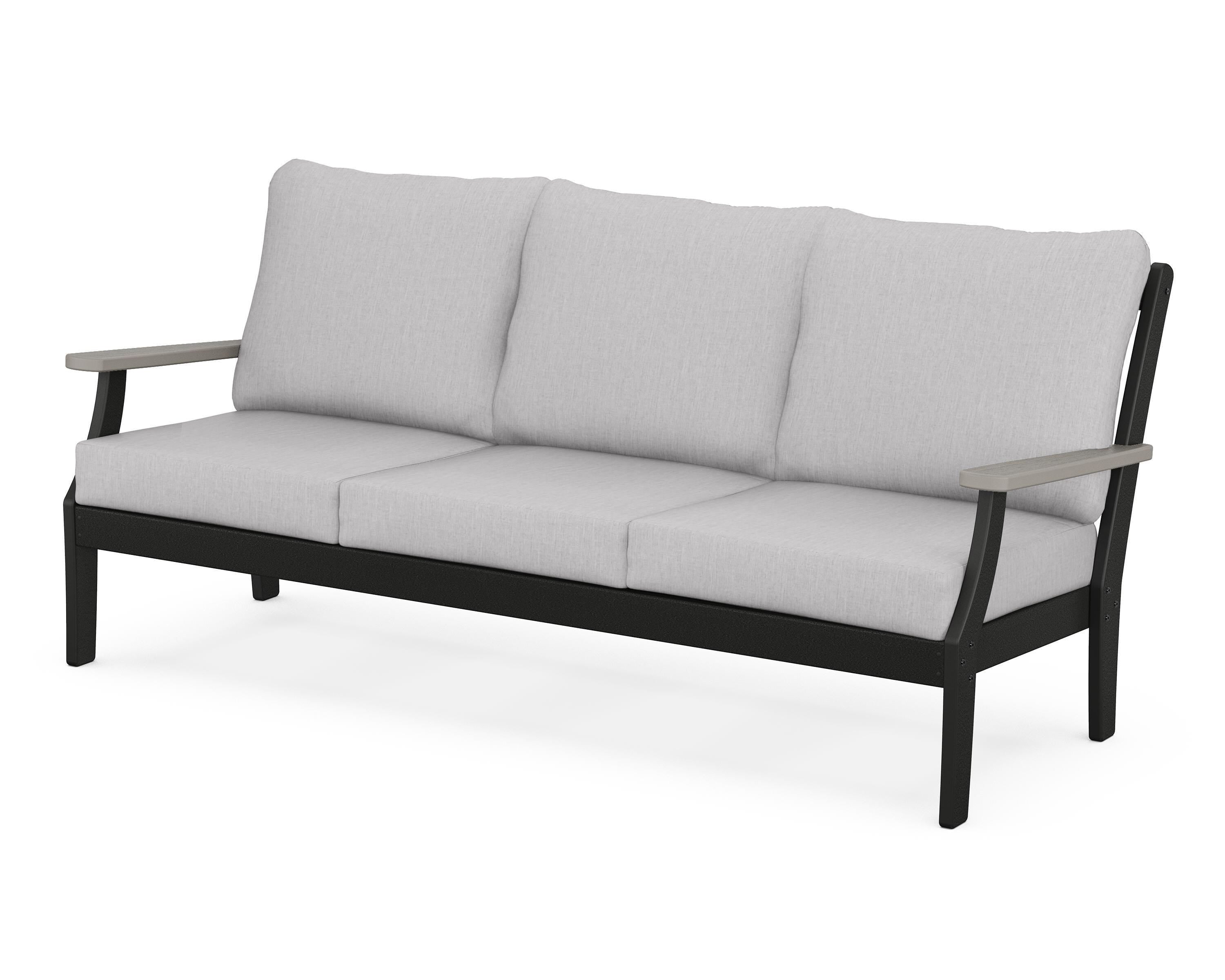 POLYWOOD® Braxton Deep Seating Sofa in Black / Driftwood / Granite