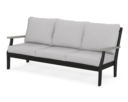 POLYWOOD® Braxton Deep Seating Sofa in Black / Driftwood / Granite