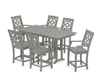Chinoiserie Arm Chair 7-Piece Farmhouse Counter Set