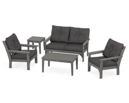 POLYWOOD® Vineyard 5-Piece Deep Seating Set in Slate Grey / Ash Charcoal
