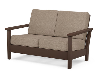 POLYWOOD® Harbour Deep Seating Loveseat in Mahogany / Spiced Burlap