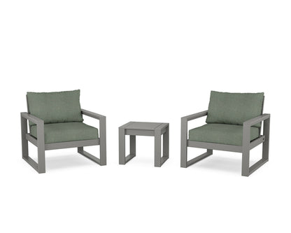 POLYWOOD® EDGE Sectional 3-Piece Deep Seating Set in Slate Grey / Cast Sage