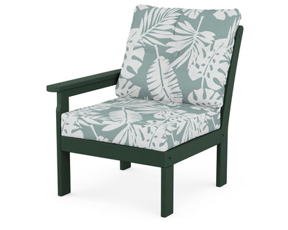 POLYWOOD® Vineyard Modular Left Arm Chair in Green / Leaf Glacier Spa