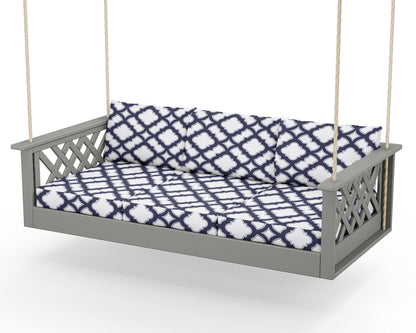 Country Living Wovendale Daybed Swing in Slate Grey / Trellis Navy