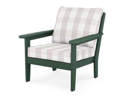 Country Living Cottage Deep Seating Chair in Green / Buffalo Plaid Dune Burlap