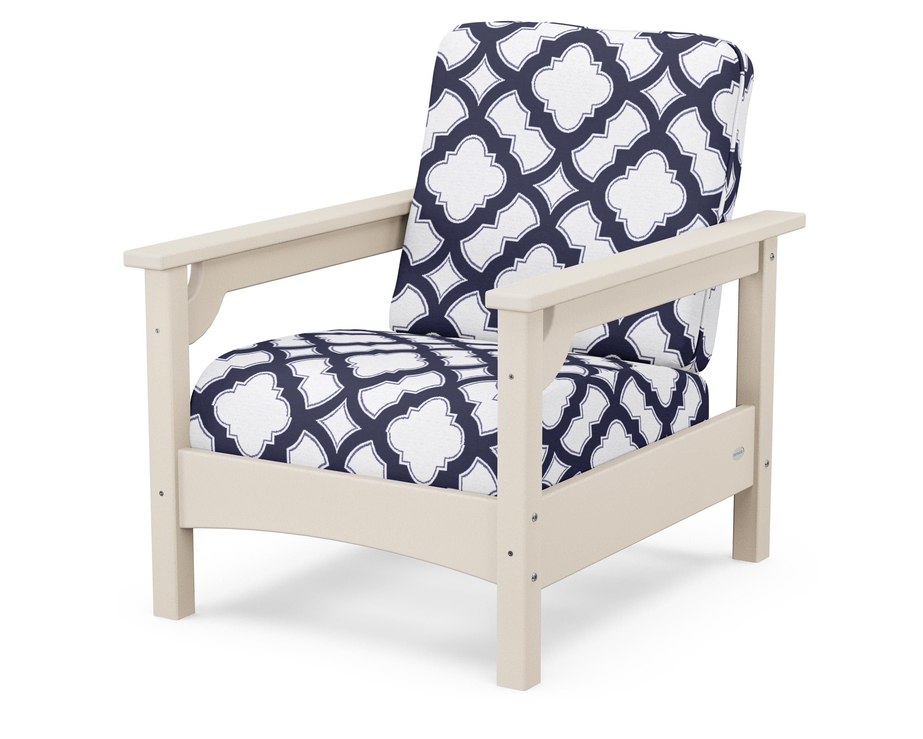 POLYWOOD® Club Chair in Sand / Trellis Navy
