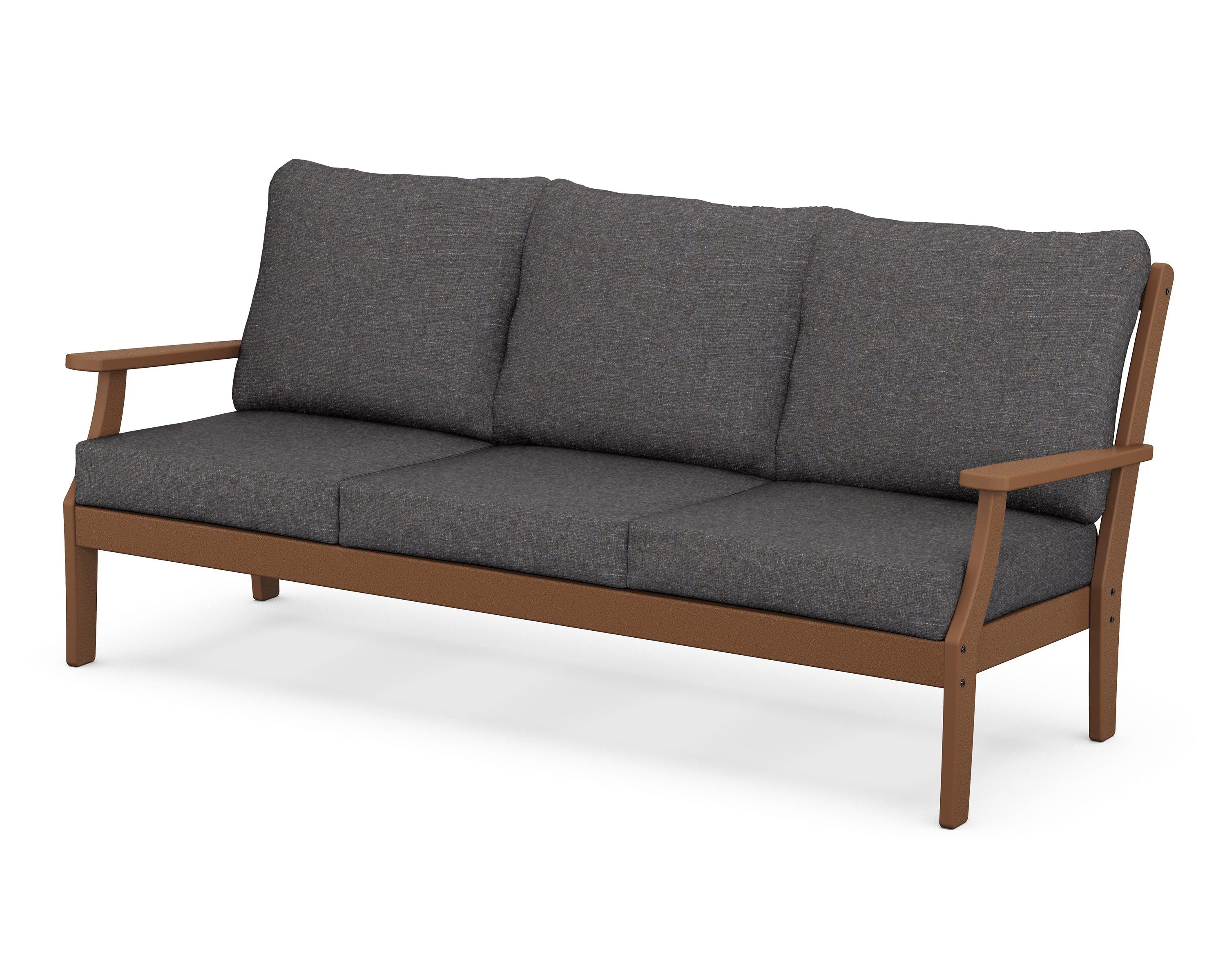 POLYWOOD® Braxton Deep Seating Sofa in Teak / Ash Charcoal