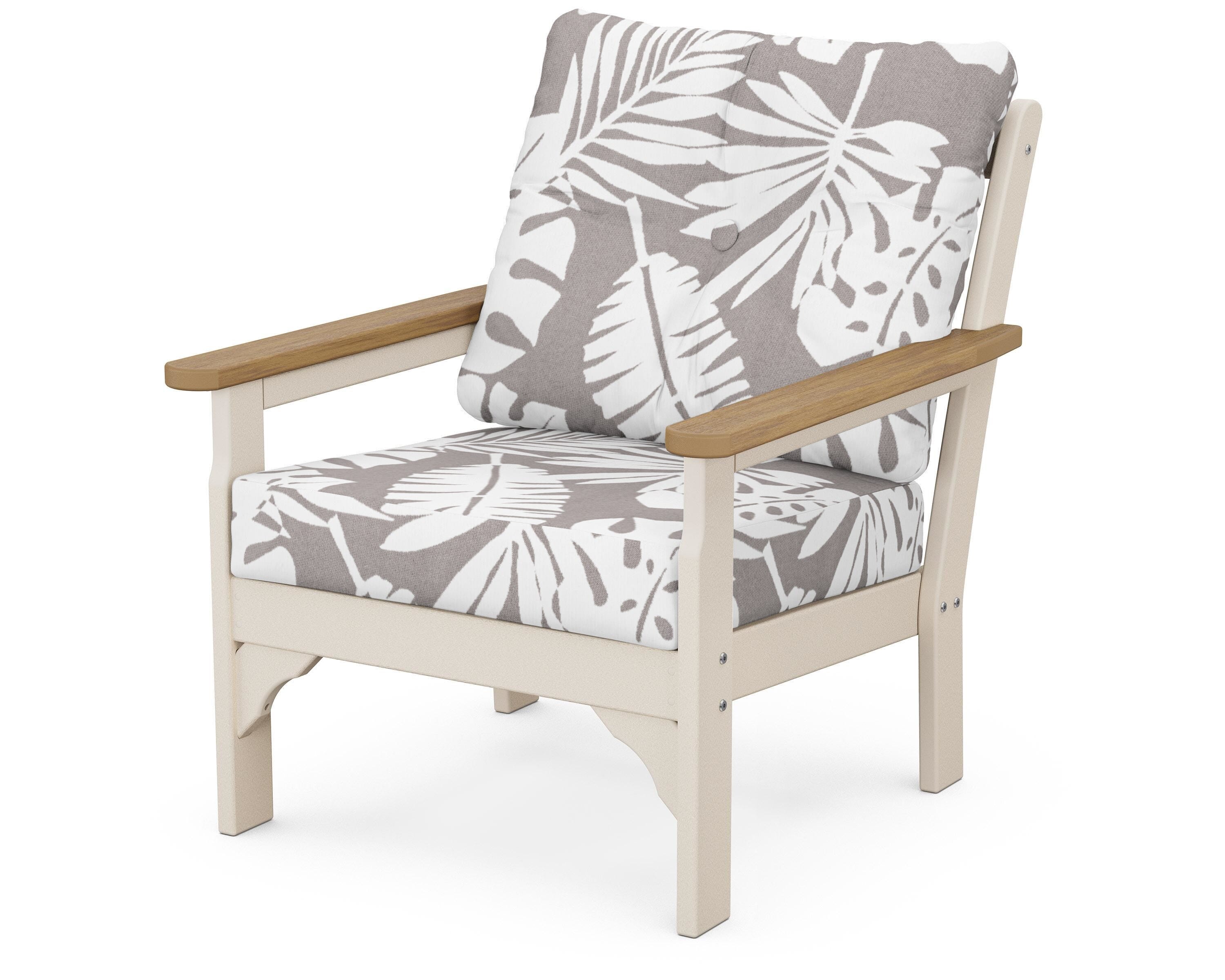 POLYWOOD® Vineyard Deep Seating Chair in Sand / Natural / Leaf Grey Mist