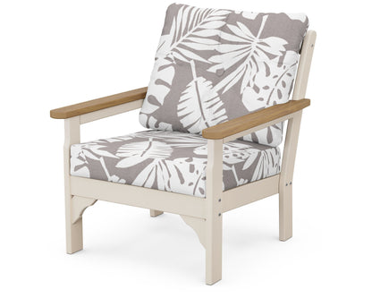 POLYWOOD® Vineyard Deep Seating Chair in Sand / Natural / Leaf Grey Mist