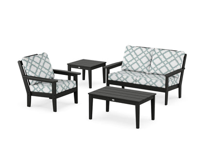 Country Living Wovendale 4-Piece Deep Seating Set in Black / Trellis Glacier Spa