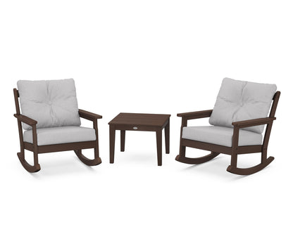 POLYWOOD® Vineyard 3-Piece Deep Seating Rocker Set in Mahogany / Granite