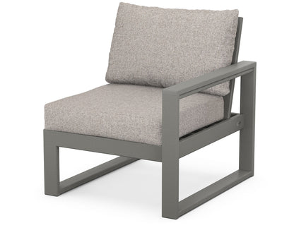 POLYWOOD® EDGE Modular Right Arm Chair in Slate Grey / Weathered Tweed