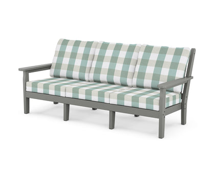 POLYWOOD® Chippendale Deep Seating Sofa in Slate Grey / Buffalo Plaid Glacier Spa