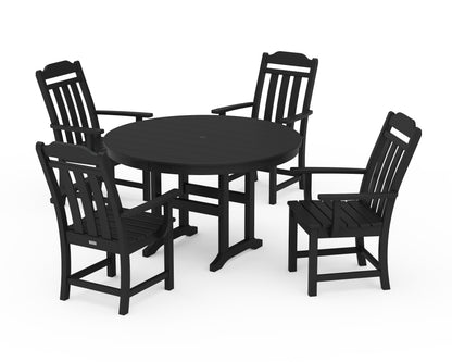 Country Living Cottage 5-Piece Round Farmhouse Dining Set in Black