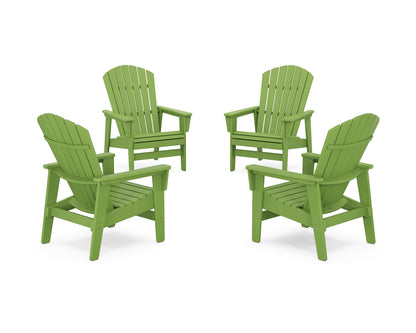 POLYWOOD® 4-Piece Nautical Grand Upright Adirondack Chair Conversation Set in Lime