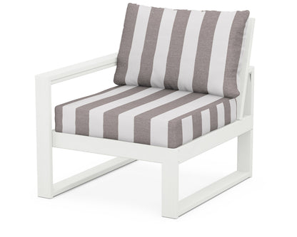 POLYWOOD® EDGE Modular Left Arm Chair in Vintage White / Cabana Stripe Grey Mist