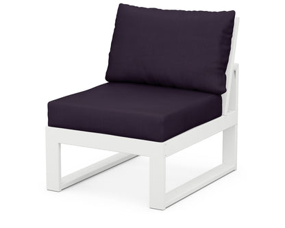 Unbranded Modular Armless Chair in White / Navy Linen