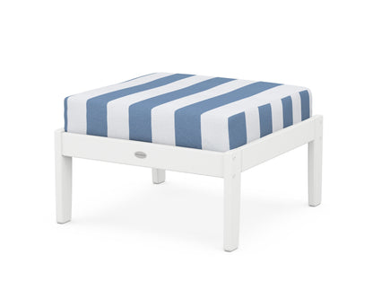 POLYWOOD® Braxton Deep Seating Ottoman in White / Cabana Stripe Sky Blue