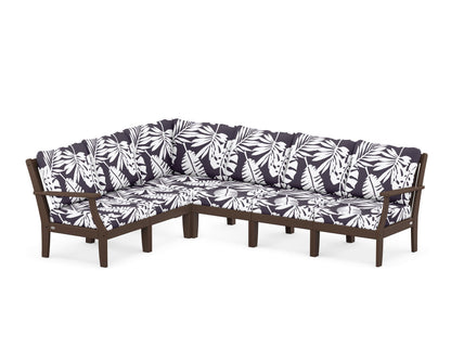 POLYWOOD® Braxton Modular 6-Piece Deep Seating Set in Mahogany / Leaf Navy