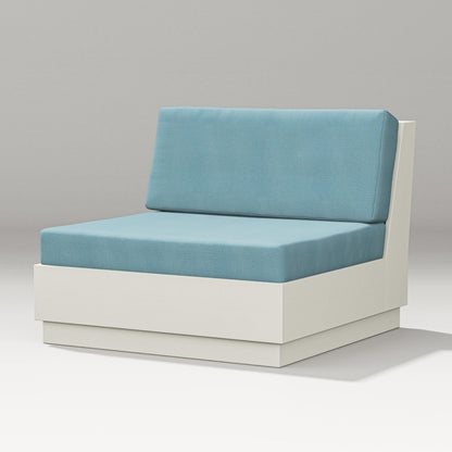 PW Designer Series Elevate Modular Armless Chair in Vintage White / Lattice Sky Blue