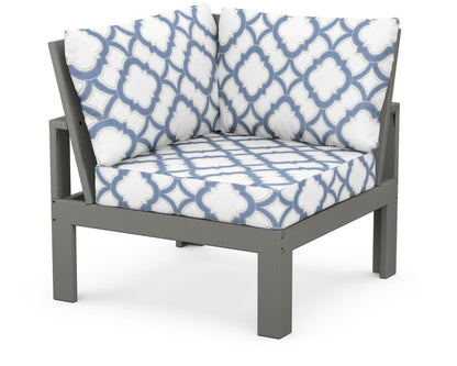 Unbranded Modular Corner Chair in Slate Grey / Trellis Sky Blue