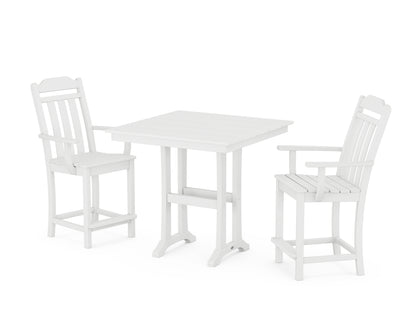 Country Living Cottage 3-Piece Farmhouse Counter Set with Trestle Legs in White
