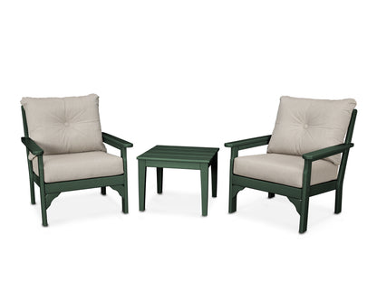 POLYWOOD® Vineyard 3-Piece Deep Seating Set in Green / Cast Ash