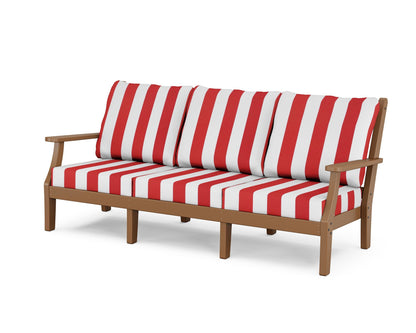 Country Living Wovendale Deep Seating Sofa in Teak / Cabana Stripe Crimson