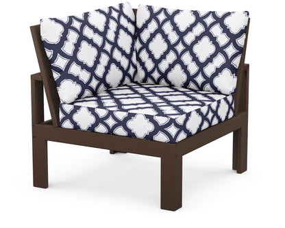 Unbranded Modular Corner Chair in Mahogany / Trellis Navy